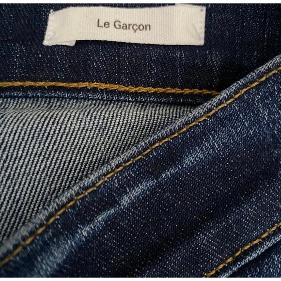 NWOT FRAME Le Garcon Straight Jeans Sz 24 Dark Wash Frayed Mid Rise - Picture 5 of 14